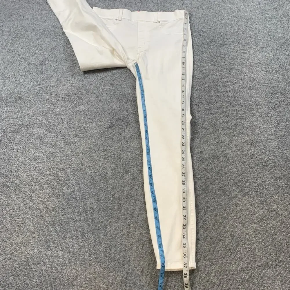 Spanx Jeans Womens M Medium White Denim Stretch Ankle Skinny High Rise Pull On
